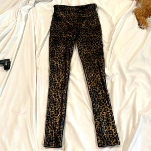Spanx Leopard Faux Leather Leggings- Size X-Small Petite